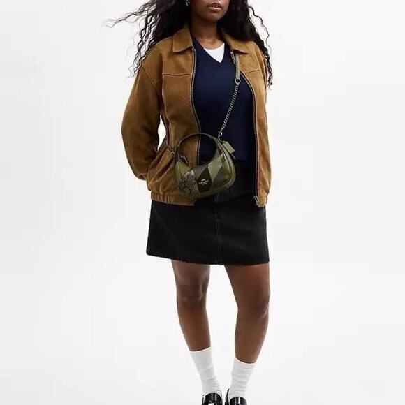 NWT Coach Carmen Mini Crossbody Bag in Patchwork CCE64 Gunmetal/Olive Multi - Picture 9 of 11